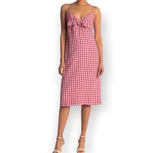 J Crew red blue gingham summer picnic pinup sheath midi dress 4 Small